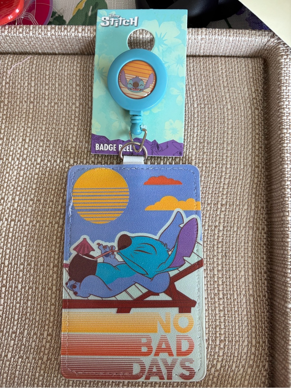 Disney Stitch Teal and Purple ID Badge Holder with Reel
